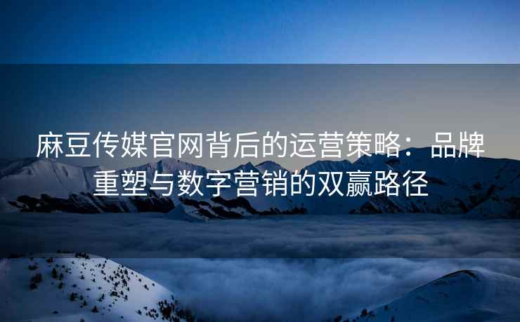 麻豆传媒官网背后的运营策略：品牌重塑与数字营销的双赢路径