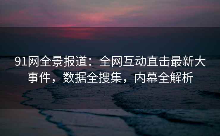 91网全景报道：全网互动直击最新大事件，数据全搜集，内幕全解析